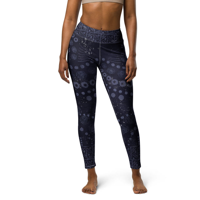 Full Length High-Waist Yoga Legging, Indigo Adire