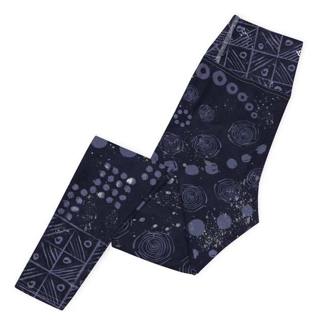 Full Length High-Waist Yoga Legging, Indigo Adire