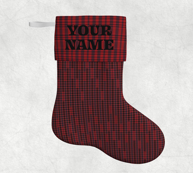 Holiday Stocking, Ruby Leaves Plaid