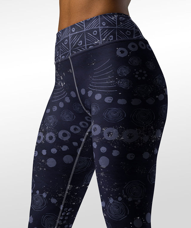 Full Length High-Waist Yoga Legging, Indigo Adire