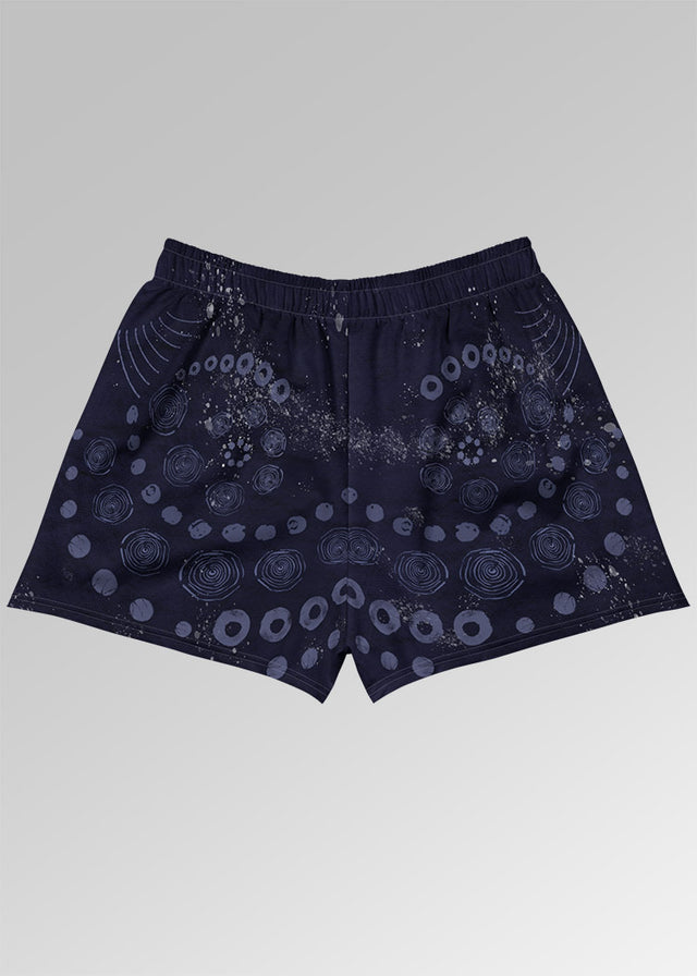 Womens Athletic Shorts in Indigo ADIRE