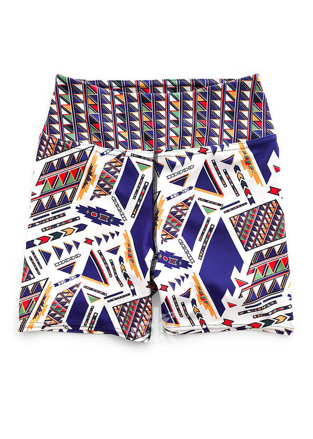 High-Waist Biker Shorts Ndebele Navajo Print