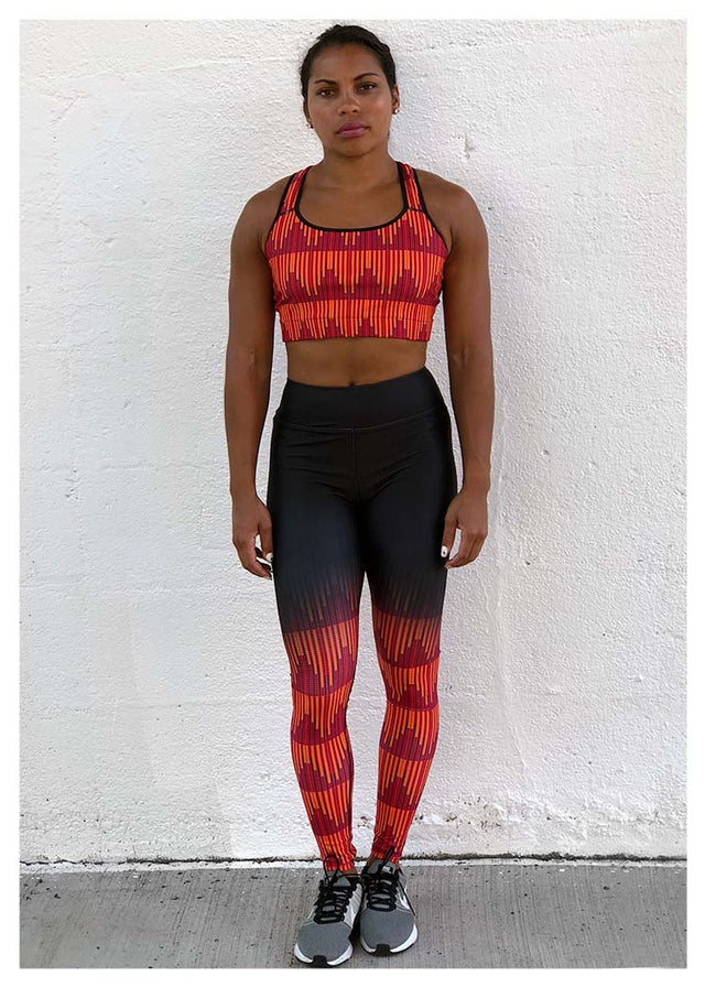 Full Length High Waist Leggings Ruby Leaves