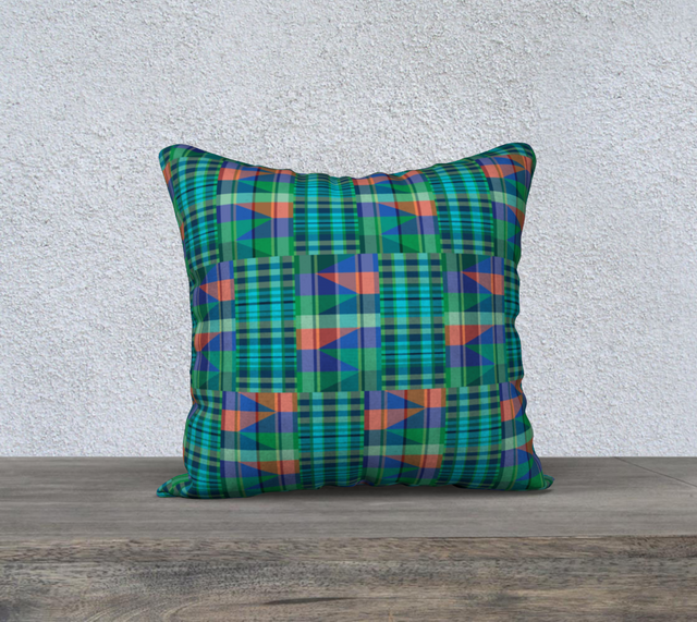 Square Pillowcase - Emerald Spring Kente