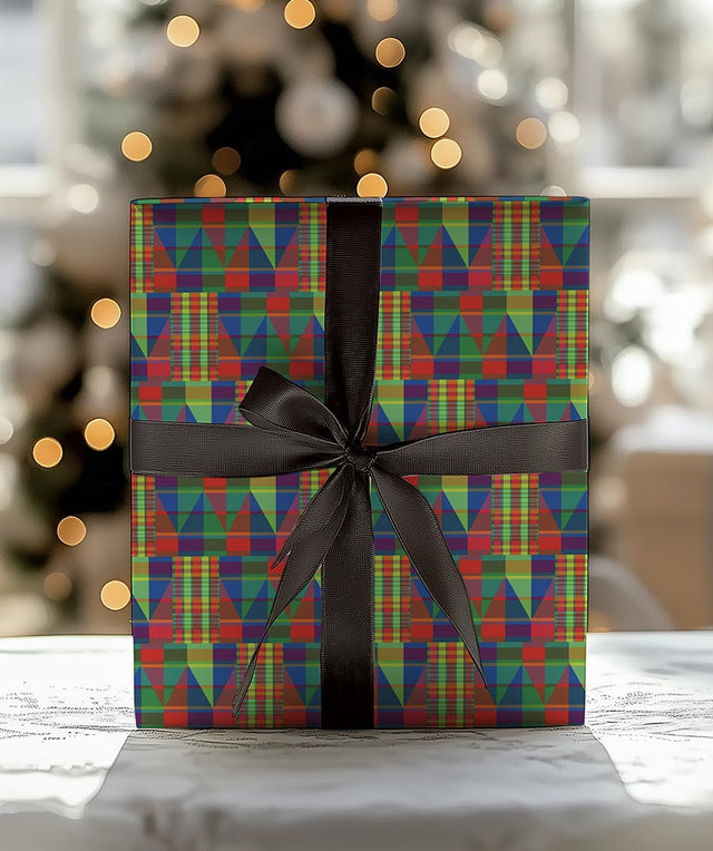 Gift Wrap - Emerald Christmas Kente