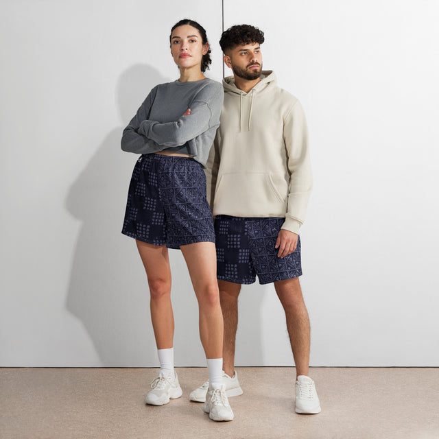 King & Queen Athletic Shorts - Indigo ADIRE