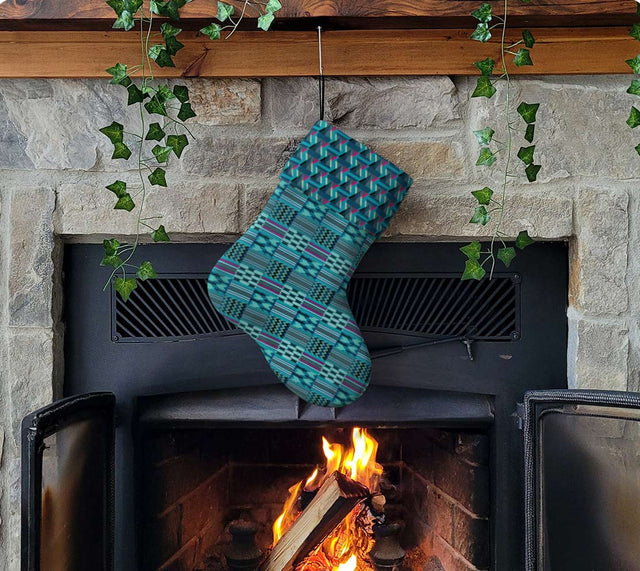 Holiday Stocking, Native Teal Kente