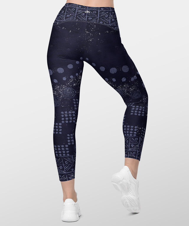 Crisscross Compression Leggings - Indigo ADIRE