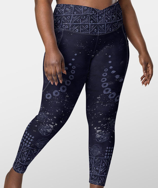 Crisscross Compression Leggings - Indigo ADIRE