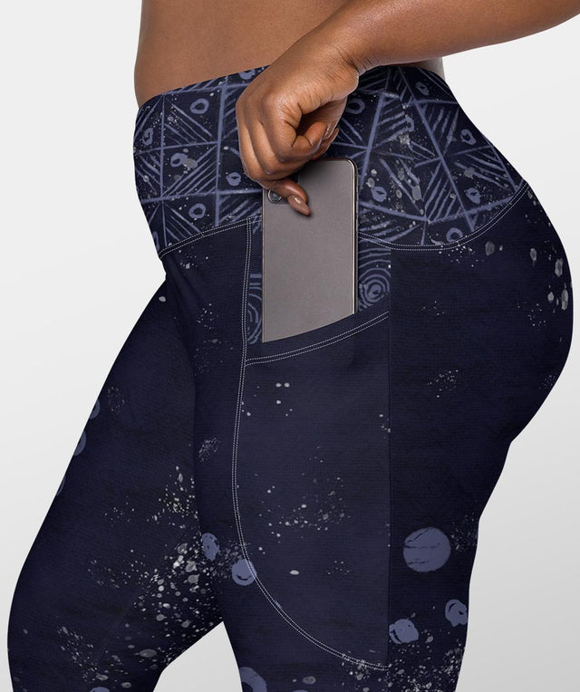 Crisscross Compression Leggings - Indigo ADIRE