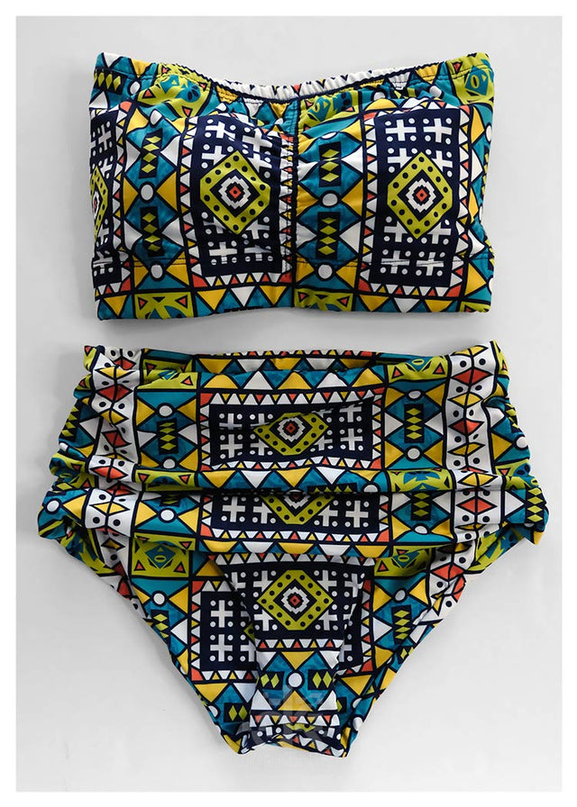 Sporty Bandeau + Bikini Set in Bahia Beach