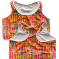 Yoga Bra in Tropikal Palms Pink Kente