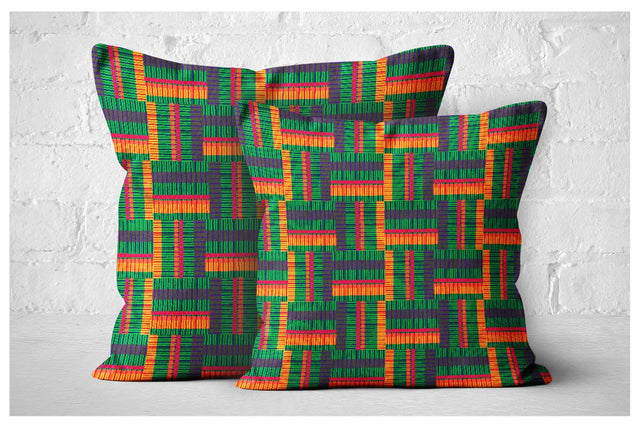 Square Pillowcase - Tropical Palms Stripe