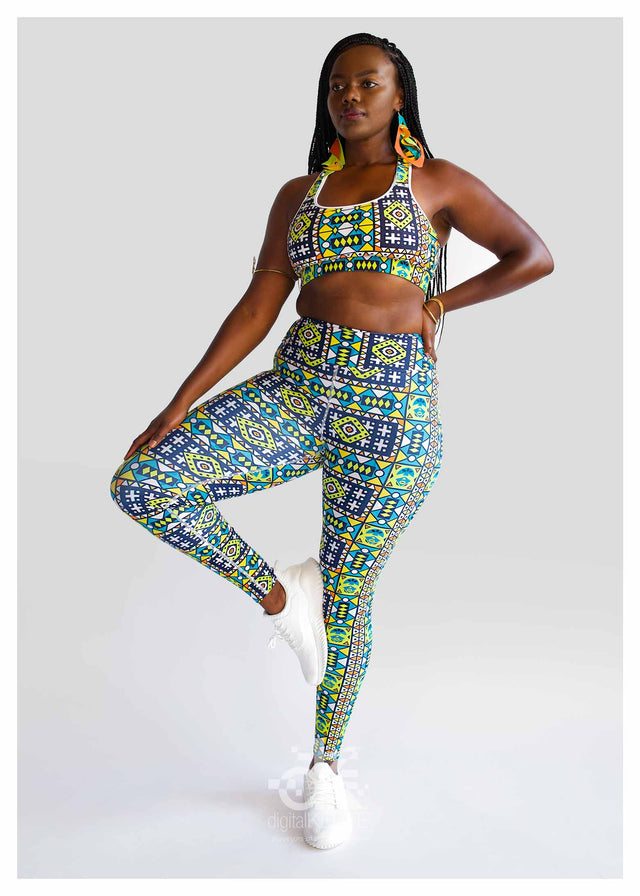 Full Length High-Waist Yoga Leggings, Bahia Beach