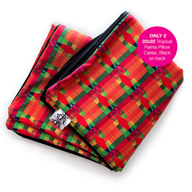 SALE - Square Pillowcase - Tropical Palms Deep 18x18