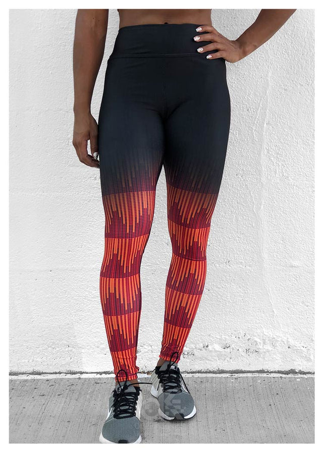 Full Length High Waist Leggings Ruby Leaves