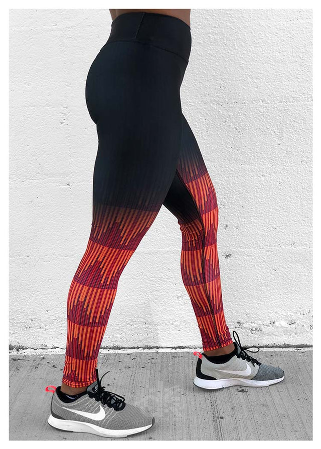 Full Length High Waist Leggings Ruby Leaves